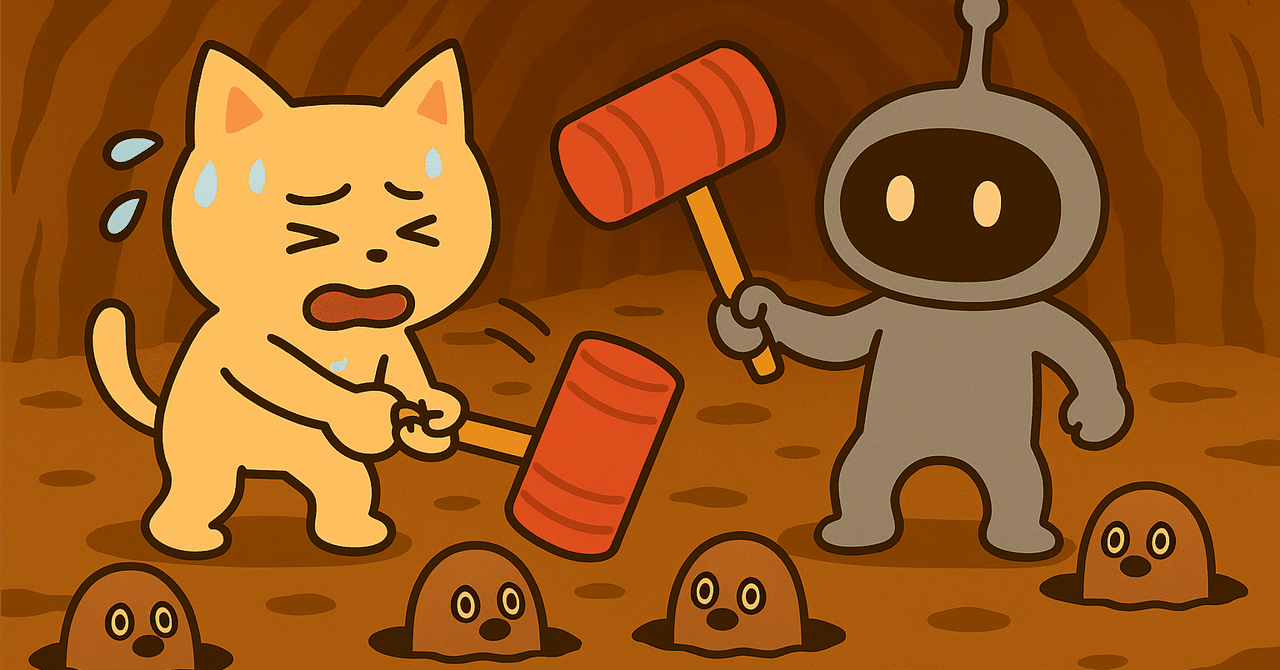 tensyokuneko's tweet card. このシリーズは、現場で毎日起きている混乱の“構造”を読み解き、再設計するための実践記録です。 現場を見ていると、構造の輪郭だけすっと浮かぶ瞬間がある。 それをそのまま書き留めているのが、このシリーズ。 ※構造読解30本シリーズ｜第４部：DX・AIへの接続｜19章 “数字にならない仕事”が勝手に増える理由：判断レイヤーが見えていない ※ChatGPTでイラストギャラリー 勝手に増えるもぐらたたき！...