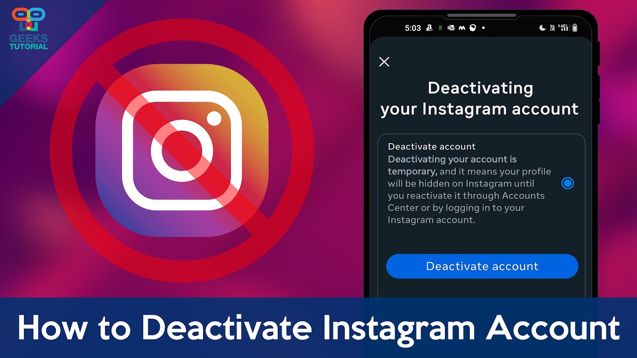 GeeksTutorial's tweet card. How to Deactivate Your Instagram Account Temporarily