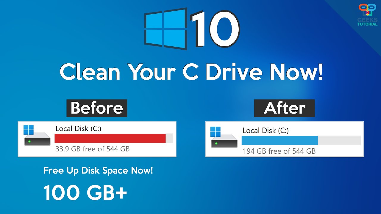 GeeksTutorial's tweet card. How to Clean C Drive In Windows 10 (Speed Up Your PC)