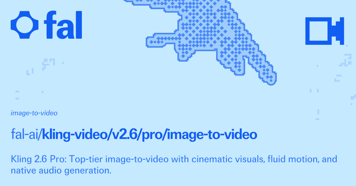 fal's tweet card. Create stunning videos from static images using Kling 2.6 Pro. Generate cinematic visuals with fluid motion, native audio synthesis, and precise control. Perfect for creators, filmmakers, and...