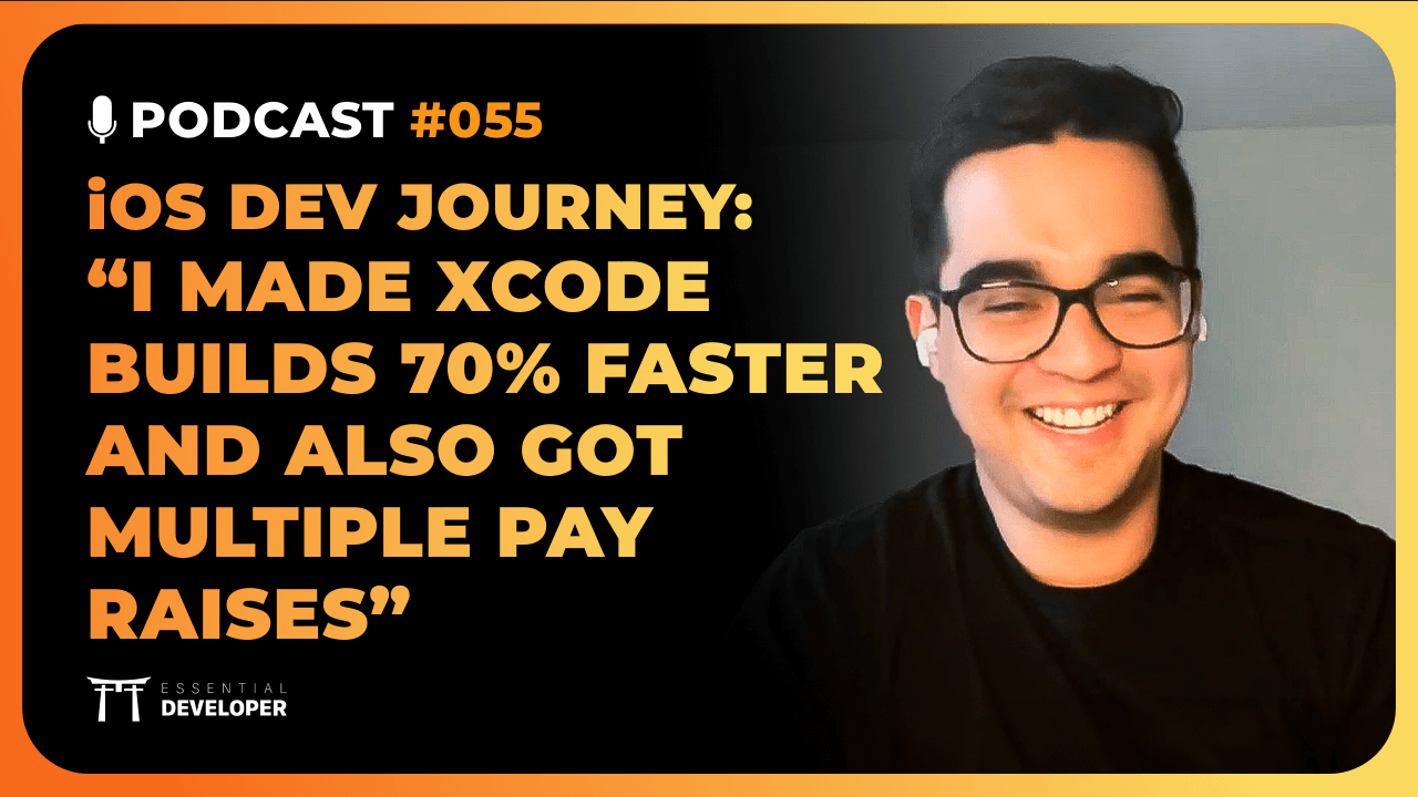 essentialdevcom's tweet card. Our guest today is Daniel Torres, a student of the iOS Lead Essentials program who became a confident Lead iOS Developer tackling new and legacy projects, made Xcode builds 70% faster, and got...