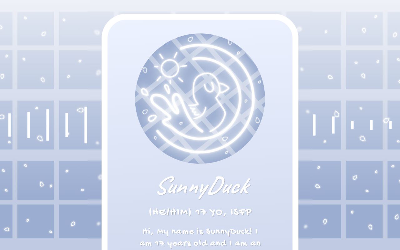 Duck_Sunny's tweet card. A silly card where you can find all of SunnyDuck's social accounts and commission him for an artwork!! 🩵