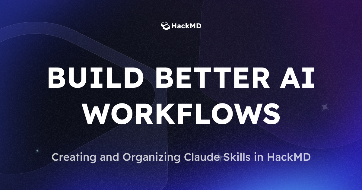 hackmdio's tweet card. A practical guide to understanding Claude Skills and learning how to build, structure, and organize them inside HackMD using templates, folders, and reusable markdown systems.