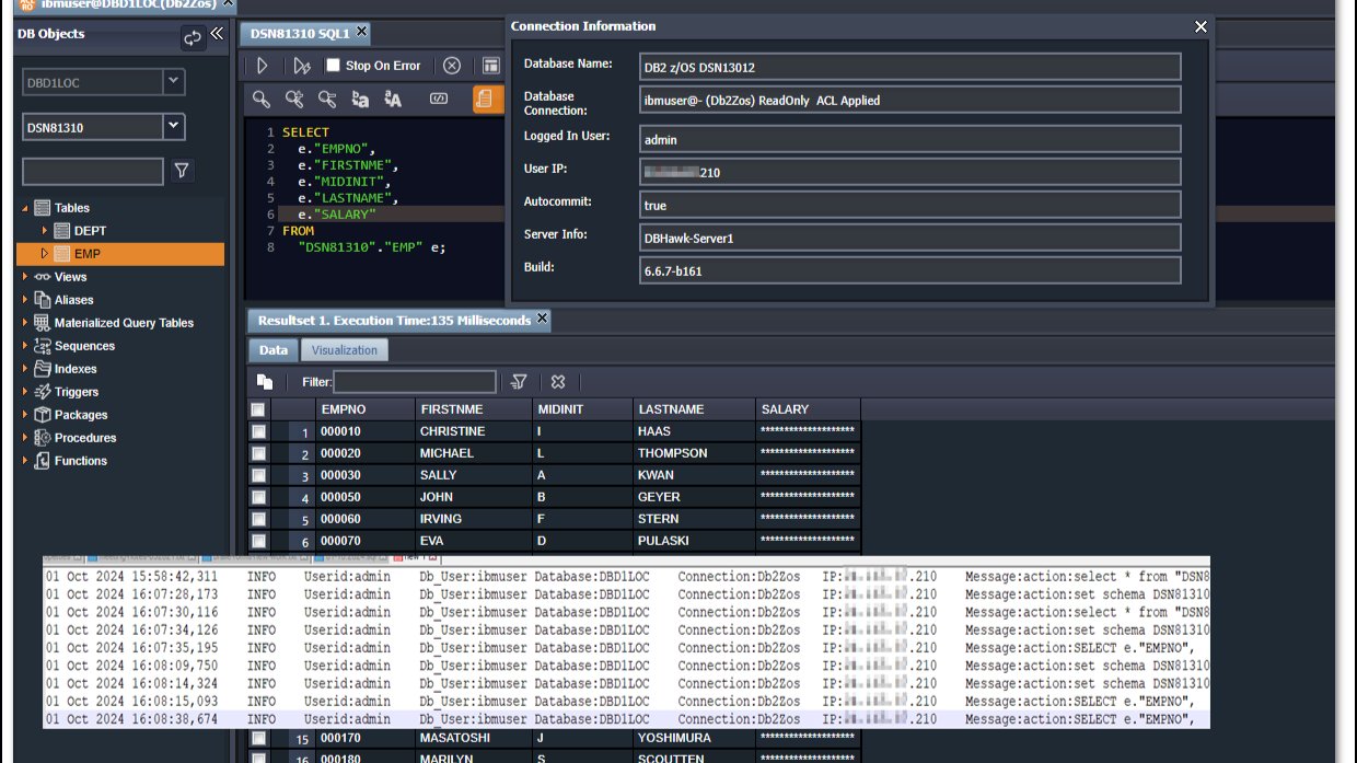 DBHawkSQLTool's tweet card. Provision zero trust Db2 access to your end users with DBHawk. Dynamic data masking, audit logging across all database activities.