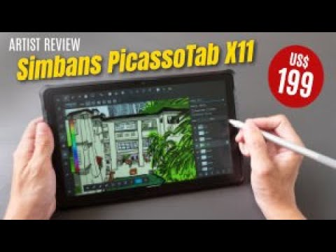 pythonprogrammi's tweet card. Simbans PicassoTab X11 (artist review)