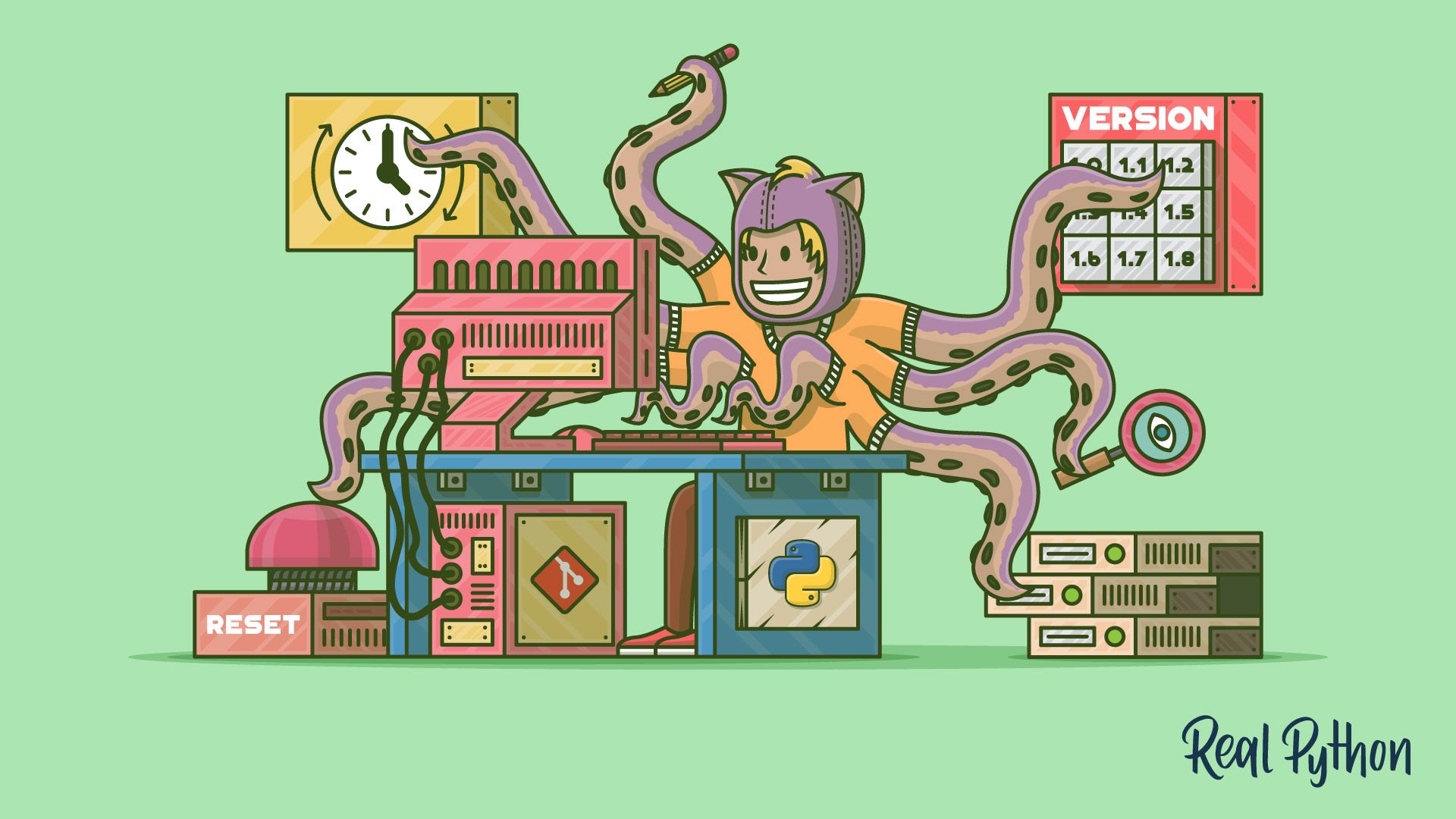 realpython's tweet card. In this Git tutorial for Python developers, we'll talk about how to address specific commits and entire ranges of commits, using the stash to save temporary work, comparing different commits,...