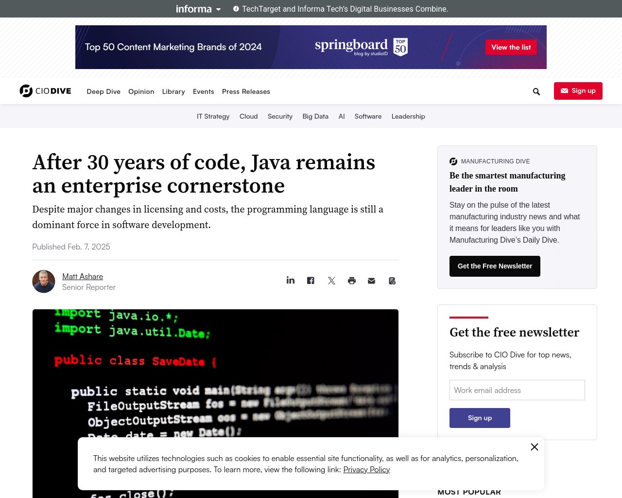 managetech_inc's tweet card. Javaは30歳になるが、エンタープライズアプリケーションにおいて強い影響力を持ち続ける。 Javaはビジネス