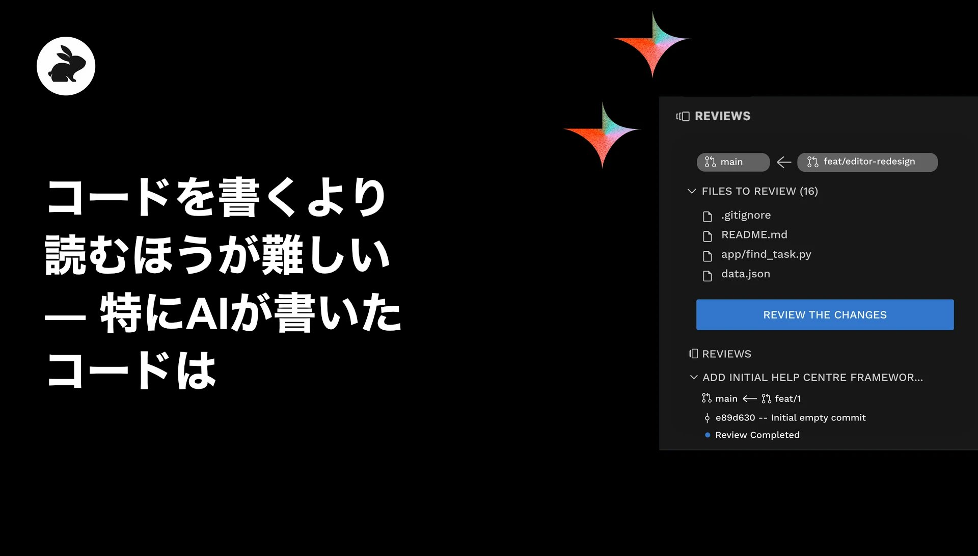 Coderabbitaija's tweet card. It's harder to review code than to write it -- especially with AI codeの意訳です。 "デバッグはコードを書くときの2倍は難しい。したがってその定義に従うならば、コードをできる限り複雑に書けば、そのコードをデバッグできるほど自分は賢くないことになる。" Brian Kernighan（Unix共同開発者、The C...