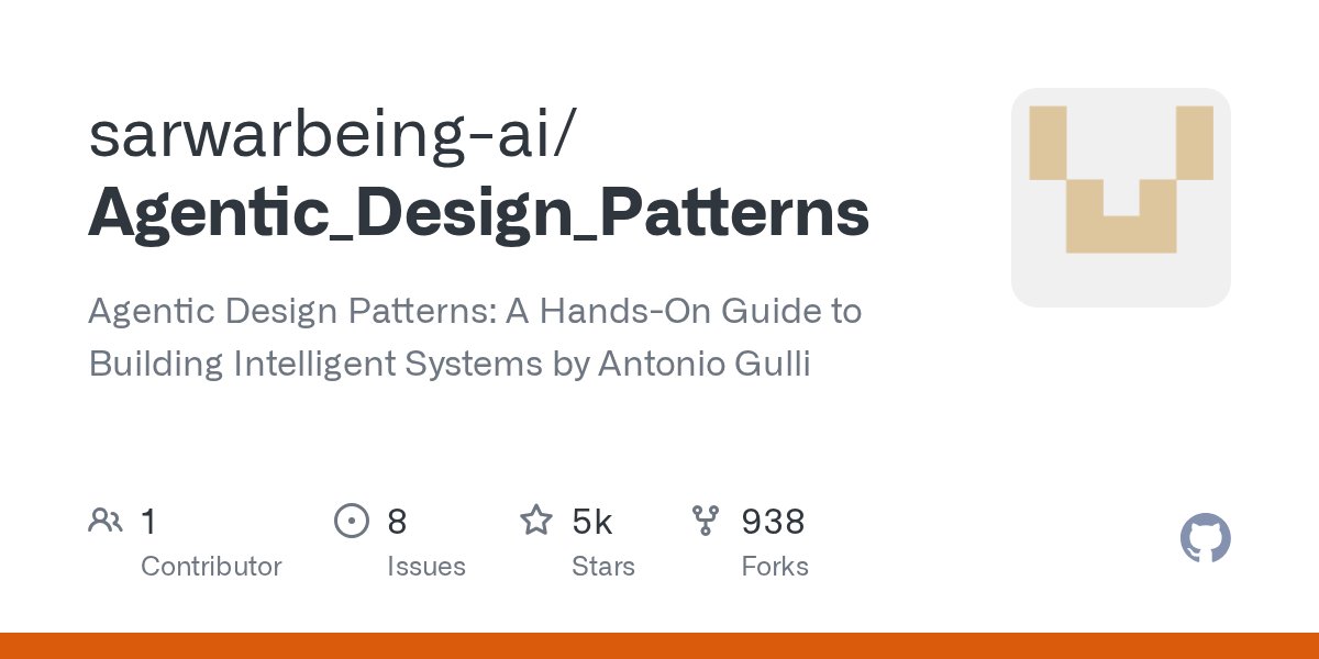 coder6_'s tweet card. Agentic Design Patterns: A Hands-On Guide to Building Intelligent Systems by Antonio Gulli - sarwarbeing-ai/Agentic_Design_Patterns