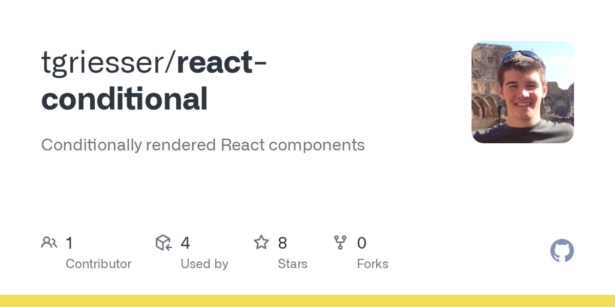 tgriesser's tweet card. Conditionally rendered React components. Contribute to tgriesser/react-conditional development by creating an account on GitHub.