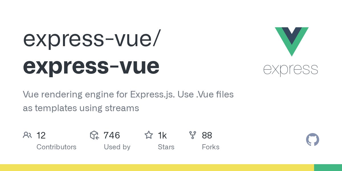 ExpressVue's tweet card. Vue rendering engine for Express.js. Use .Vue files as templates using streams - express-vue/express-vue