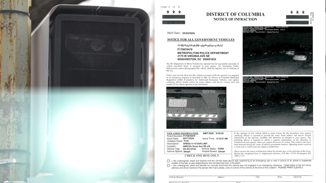 DCCarViolence's tweet card. MPD defended its policies, noted "extended time required for notification and internal review," and said some tickets are being appealed.