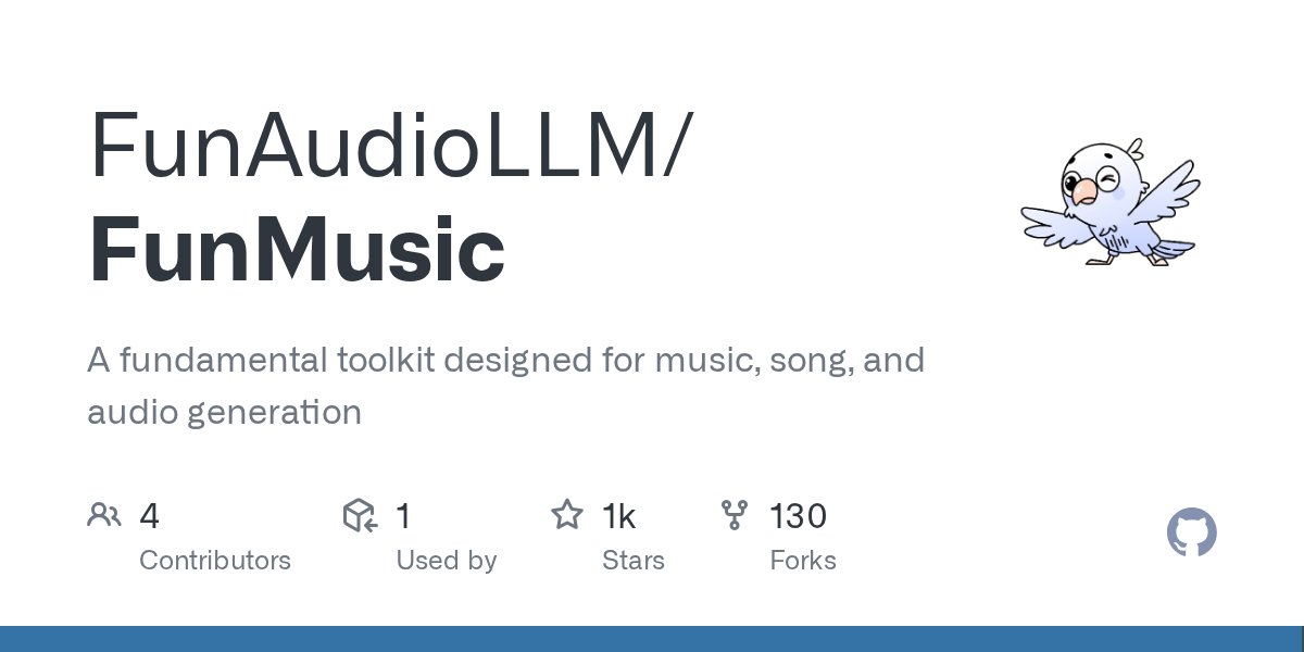 githubreadme's tweet card. A fundamental toolkit designed for music, song, and audio generation - FunAudioLLM/FunMusic