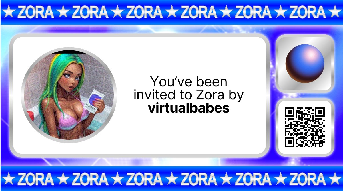 VBabesalgo's tweet card. You've been invited to Zora by virtualbabes