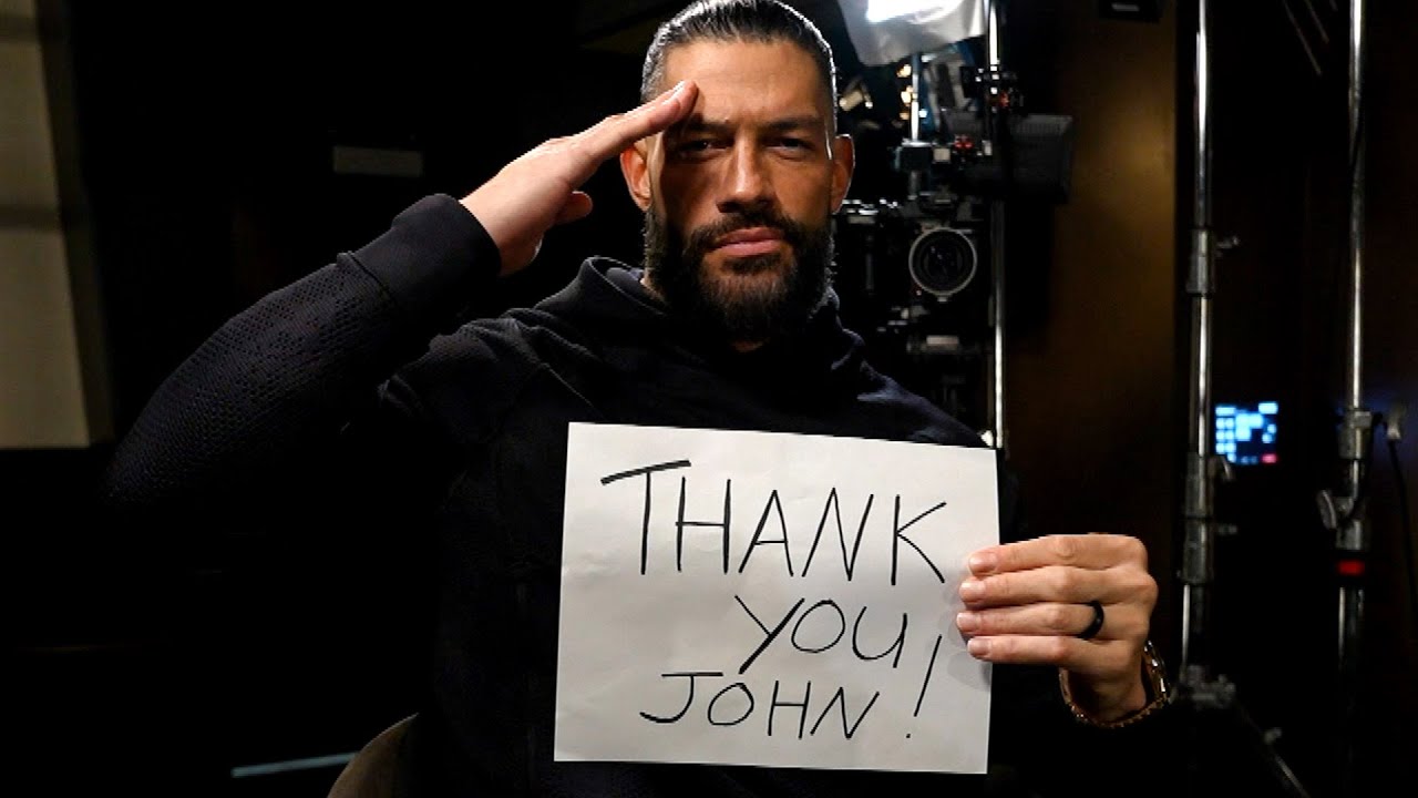 JohnCena's tweet card. John Cena receives a heartfelt farewell from Roman Reigns, Brock...
