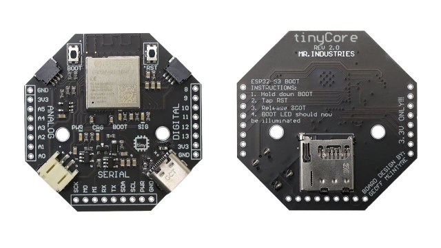 hackaday's tweet card. Looking for an educational microcontroller board to get you or a loved one into electronics? Consider the tinyCore – a small and nifty hexagon-shaped ESP32 board by [MR. INDUSTRIES], simplifi…