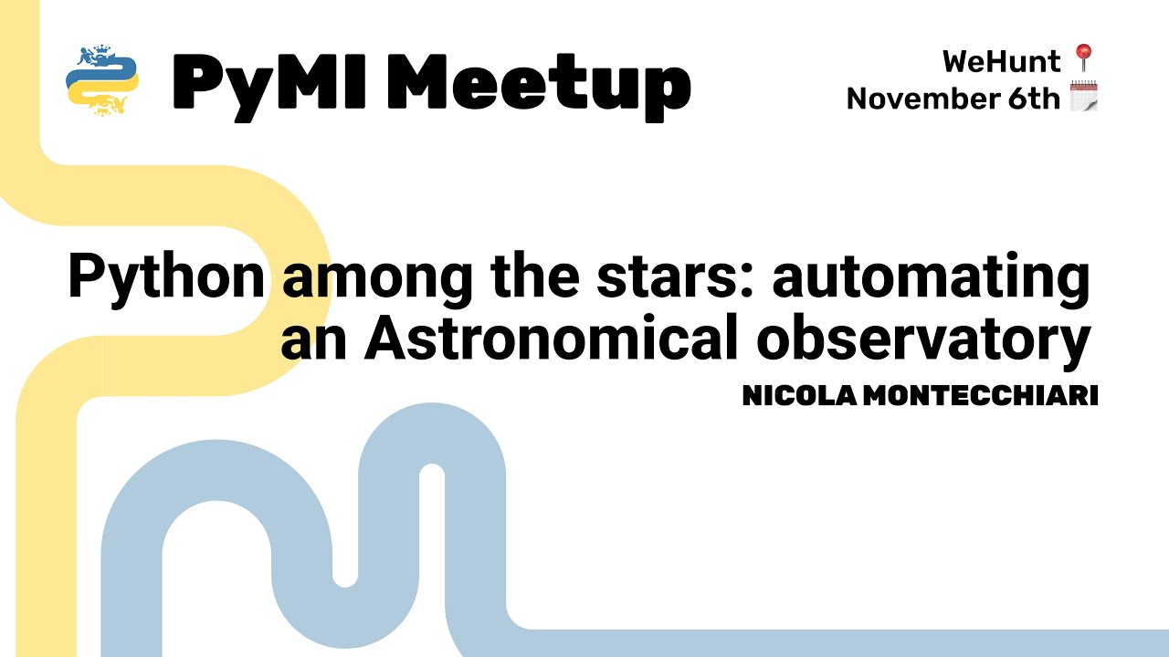 PythonMilano's tweet card. Python among the stars: automating an Astronomical Observatory