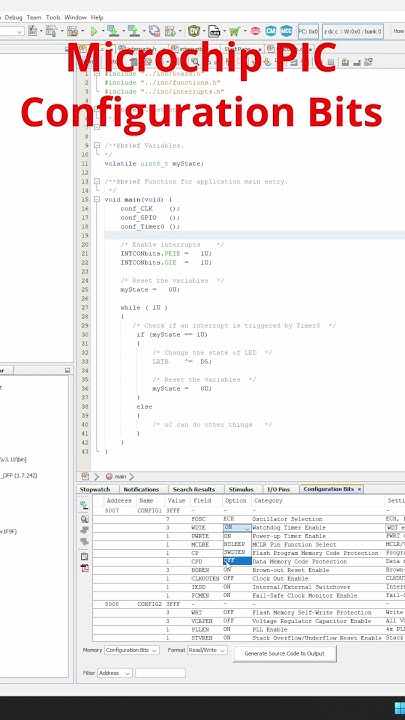 AqueronteBlog's tweet card. Microchip. PIC Configuration bits #microchip #pic16 #mplabx #microc...