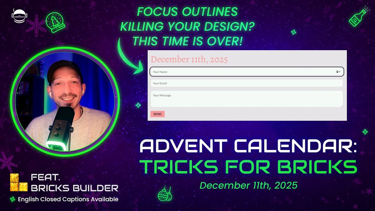 thewebonaut's tweet card. Advent Calendar: Tricks for Bricks Builder - Trick #11: Change Focus...