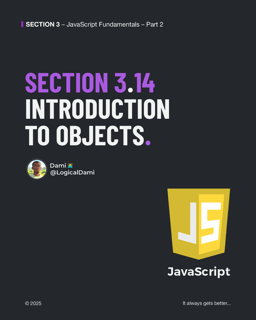 LogicalDami's tweet card. Learning JavaScript