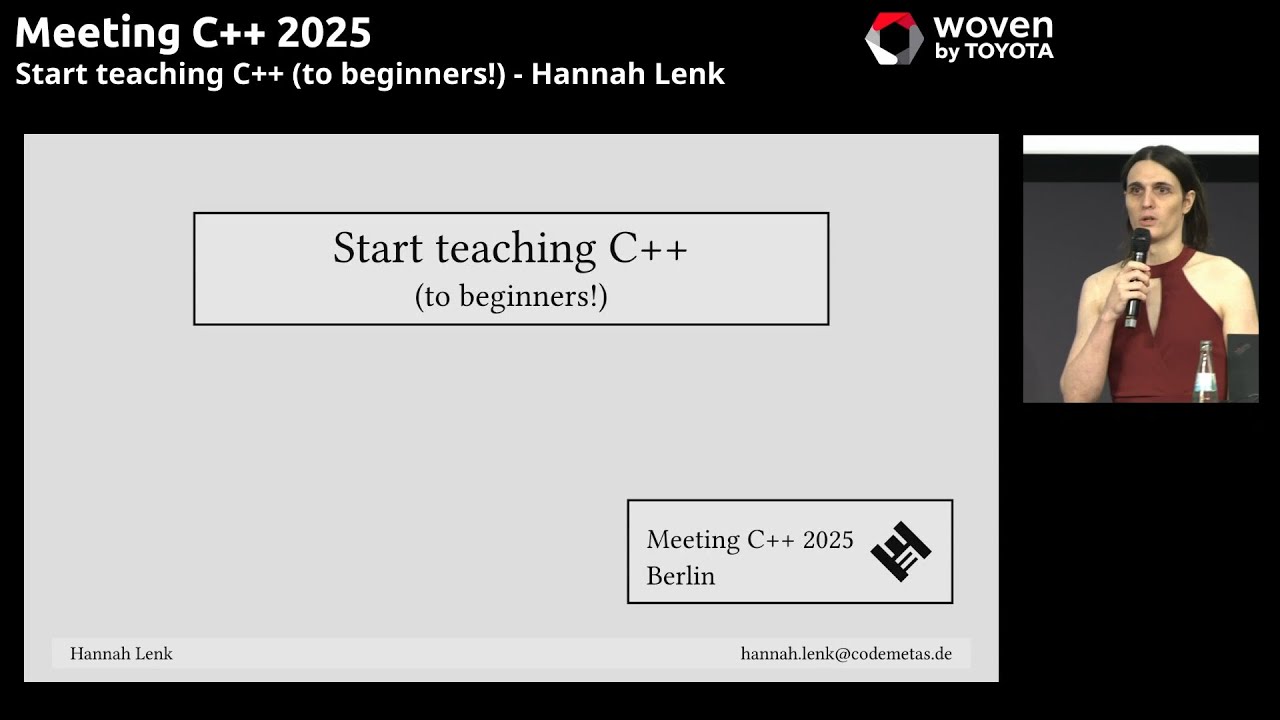 meetingcpp's tweet card. Start teaching C++ (to beginners!) - Hannah Lenk - Meeting C++ 2025...
