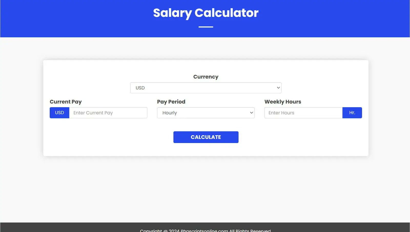 phpscriptonline's tweet card. Download free Salary Paycheck Calculator to calculate hourly, weekly, monthly, and yearly salary based on your input for accurate payroll estimates.