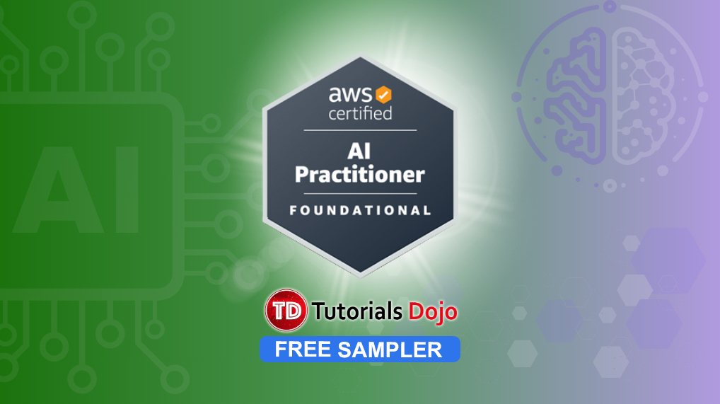 tutorialsdojo's tweet card. 20 FREE AWS Certified AI Practitioner Practice Test Questions in TIMED and REVIEW mode.