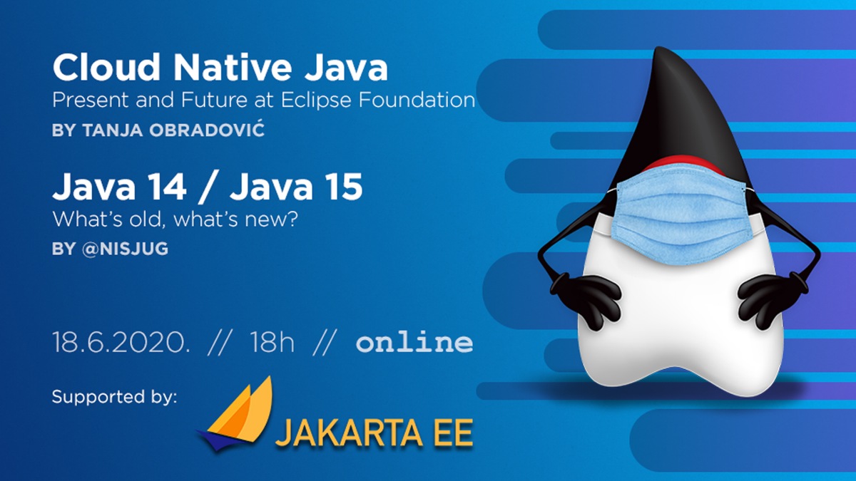 nisjug's tweet card. Register now for Cloud Native Java: Present and Future at Eclipse Foundation on crowdcast, scheduled to go live on June 18, 2020, 06:00 PM GMT+2.