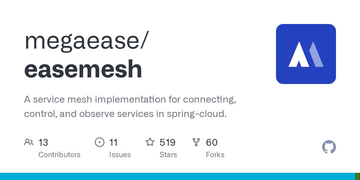 oss_go's tweet card. A service mesh implementation for connecting, control, and observe services in spring-cloud. - megaease/easemesh