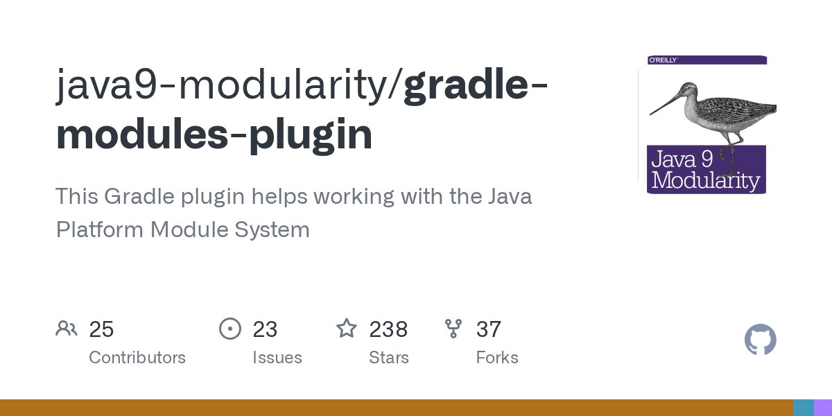 pbakker's tweet card. This Gradle plugin helps working with the Java Platform Module System - java9-modularity/gradle-modules-plugin