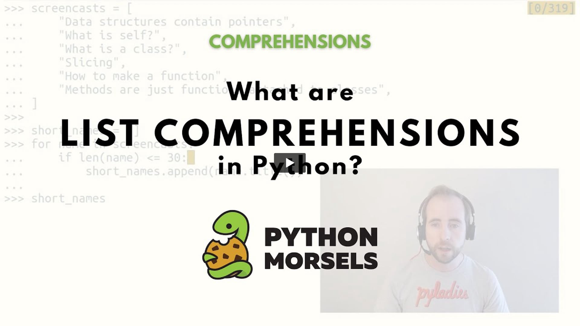 PythonMorsels's tweet card. Python's list comprehensions are special-purpose tools for taking an old iterable, looping over it, and making a new list out of it.
