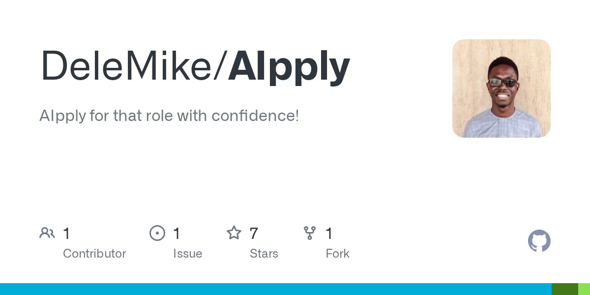 _Akindele_Mike's tweet card. AIpply for that role with confidence! Contribute to DeleMike/AIpply development by creating an account on GitHub.