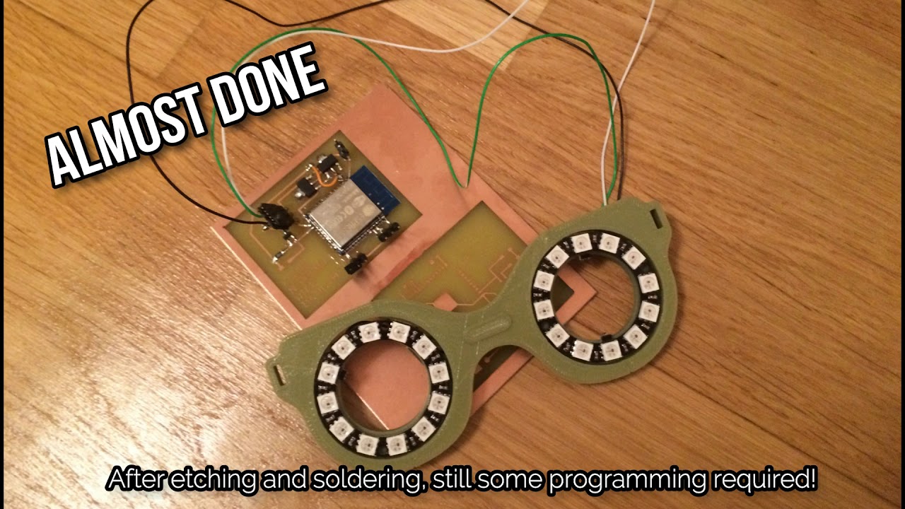 ESP32net's tweet card. 3D printed ESP32 NEOPIXEL WiFi glasses