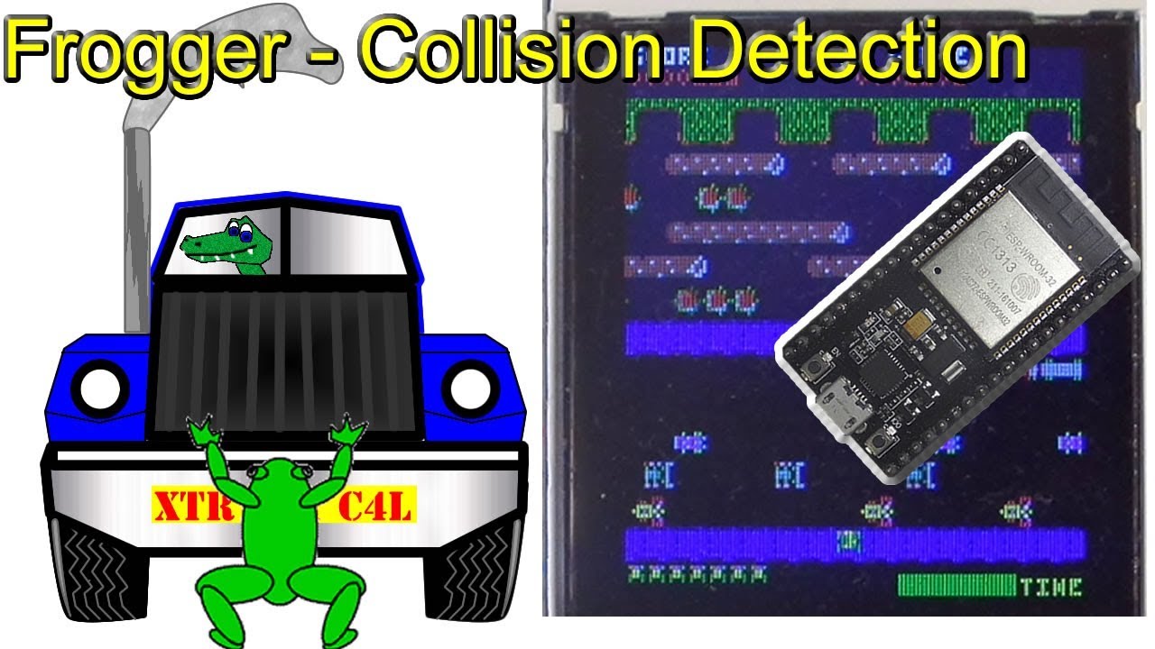 ESP32net's tweet card. Frogger on ESP32, Ep2 movement and collision detection