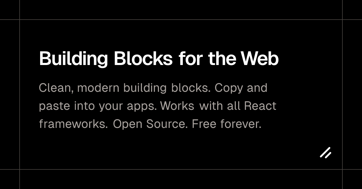 shadcn's tweet card. Clean, modern building blocks. Copy and paste into your apps. Works with all React frameworks. Open Source. Free forever.