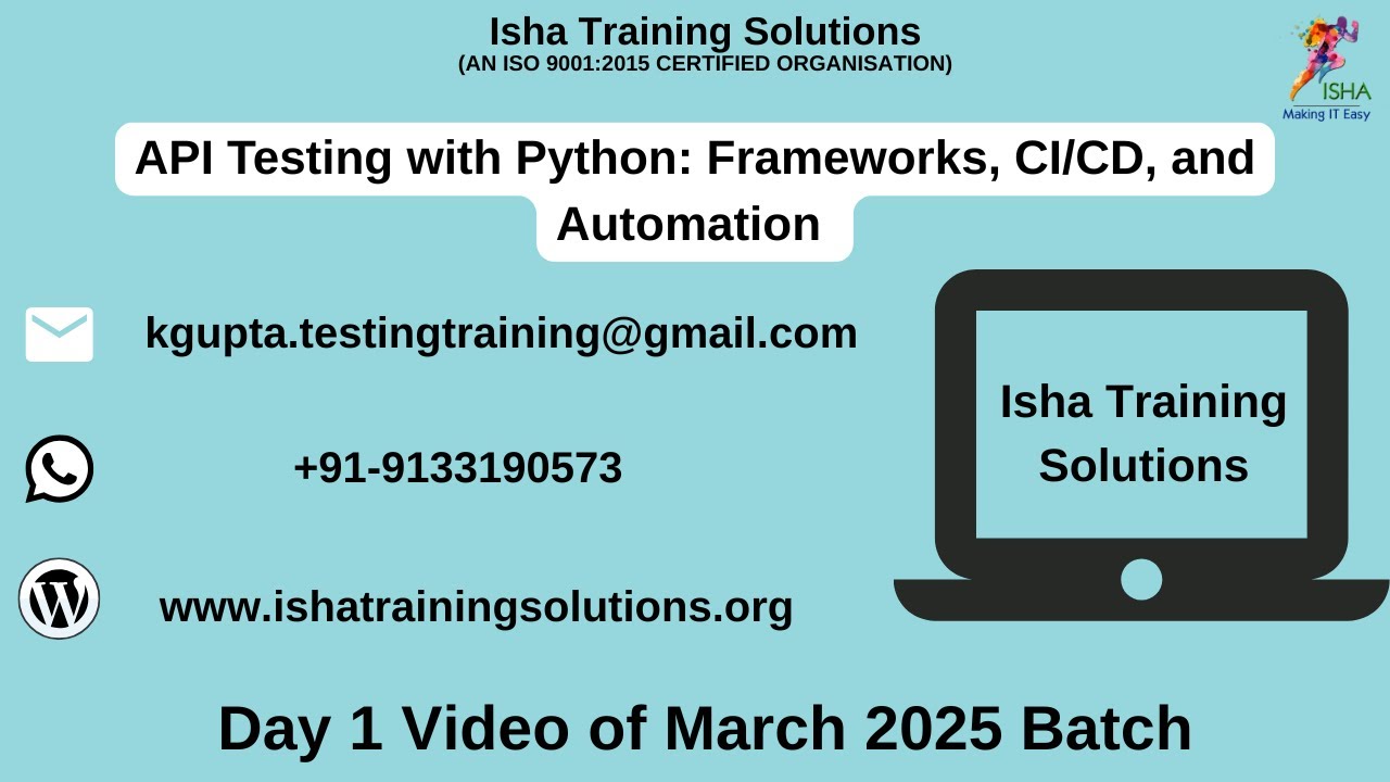 IshaKumargupta's tweet card. API Testing with Python Day 1 on 30th March Batch 2025 @ 7:30 PM IST...