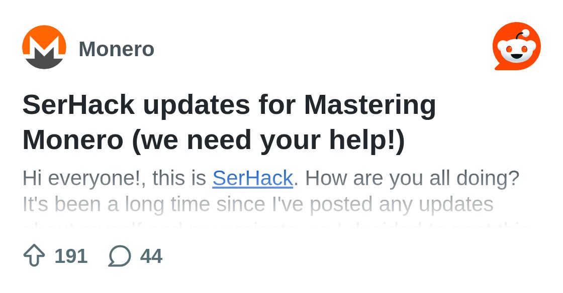 serhack_'s tweet card. Explore this post and more from the Monero community