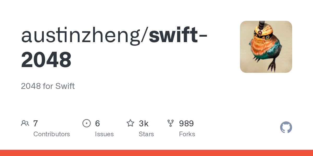 learn_swift's tweet card. 2048 for Swift. Contribute to austinzheng/swift-2048 development by creating an account on GitHub.