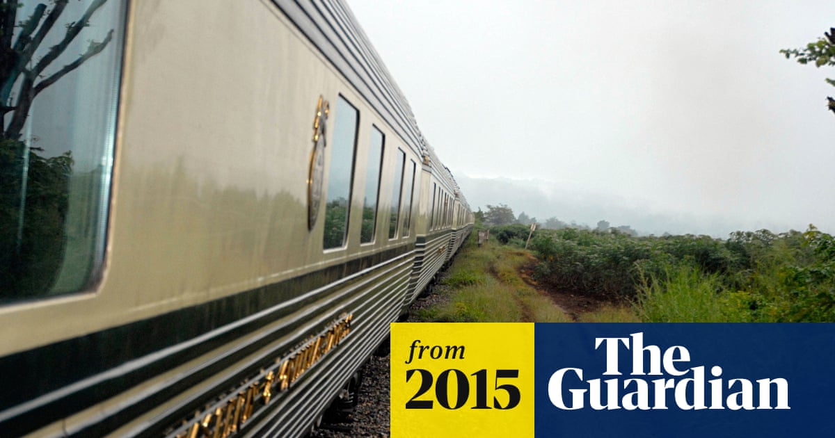 guardian's tweet card. Front locomotive of tourist train catches fire shortly after leaving town of Kanchanaburi, but no one is injured