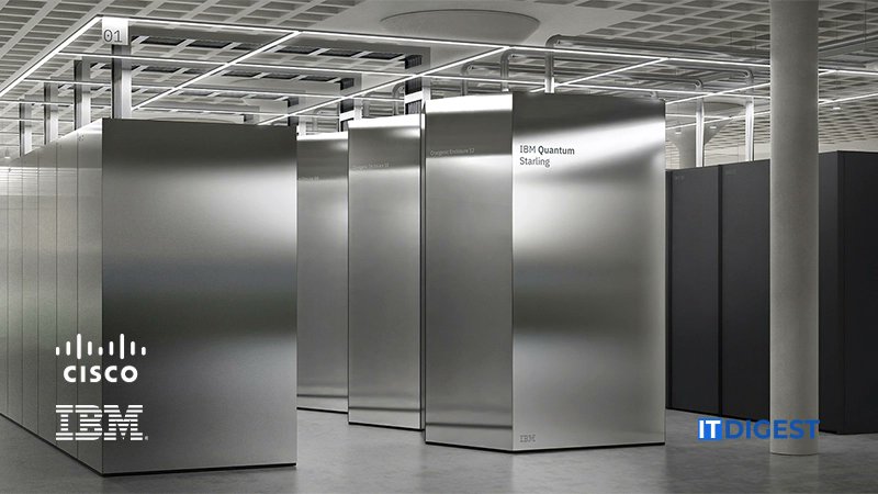 ITDigestmag's tweet card. IBM and Cisco have teamed up to develop large-scale, fault-tolerant quantum computers, aiming to bring this advanced technology to reality by the early 2030s.