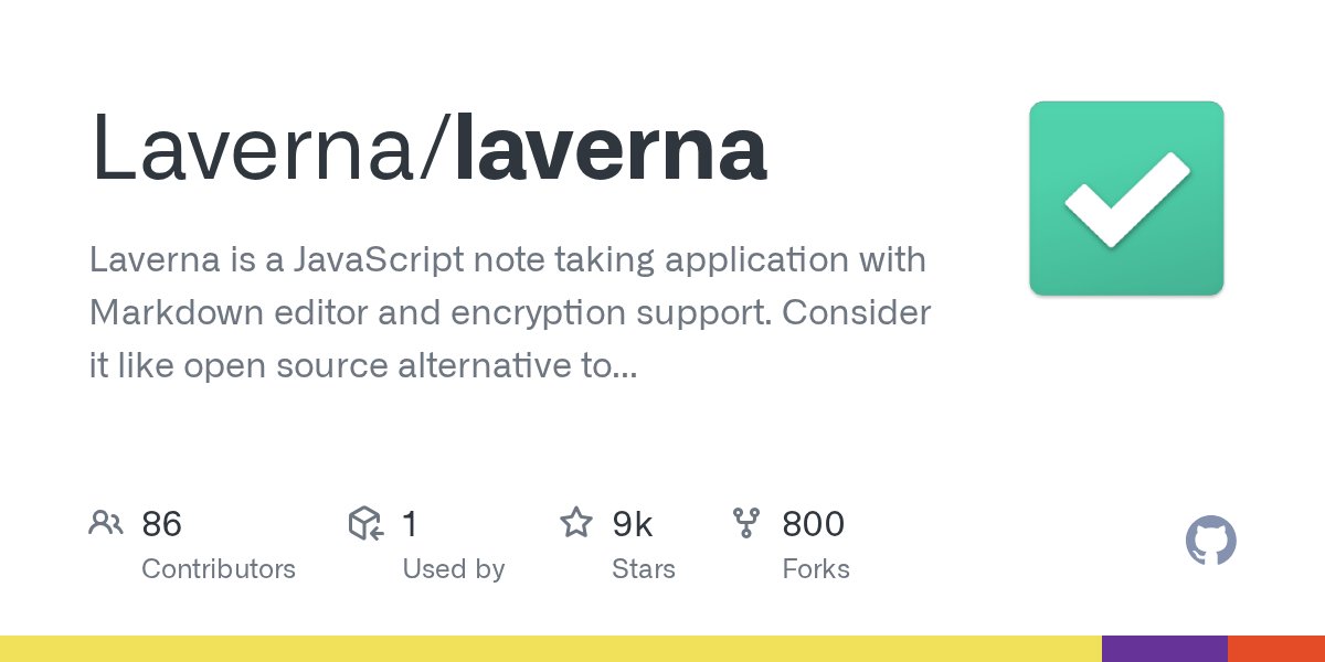 laravelaus's tweet card. Laverna is a JavaScript note taking application with Markdown editor and encryption support. Consider it like open source alternative to Evernote. - Laverna/laverna