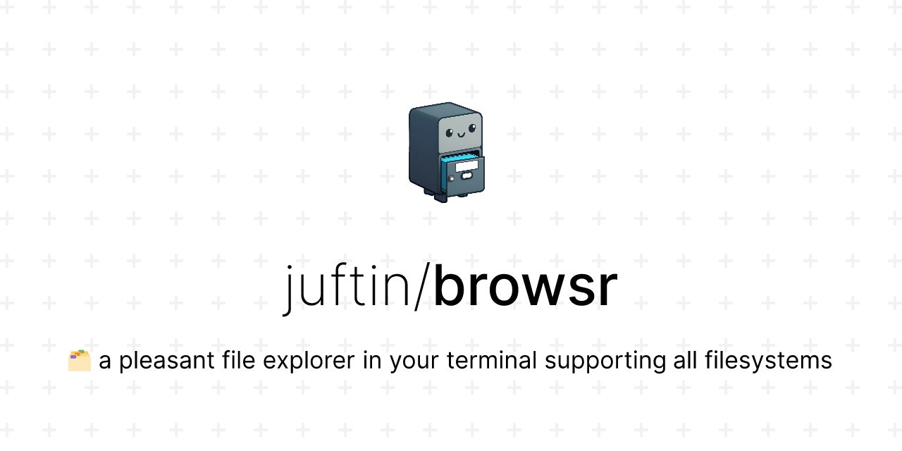 pycoders's tweet card. 🗂️ a pleasant file explorer in your terminal supporting all filesystems - juftin/browsr