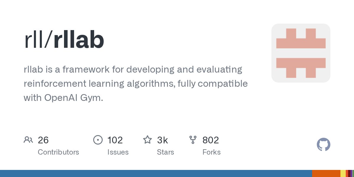pythontrending's tweet card. rllab is a framework for developing and evaluating reinforcement learning algorithms, fully compatible with OpenAI Gym. - rll/rllab