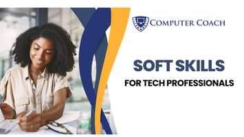 ComputerCoach's tweet card. Get ready to level up your communication, teamwork, and problem-solving skills at our "Soft Skills for Tech Professionals" event!