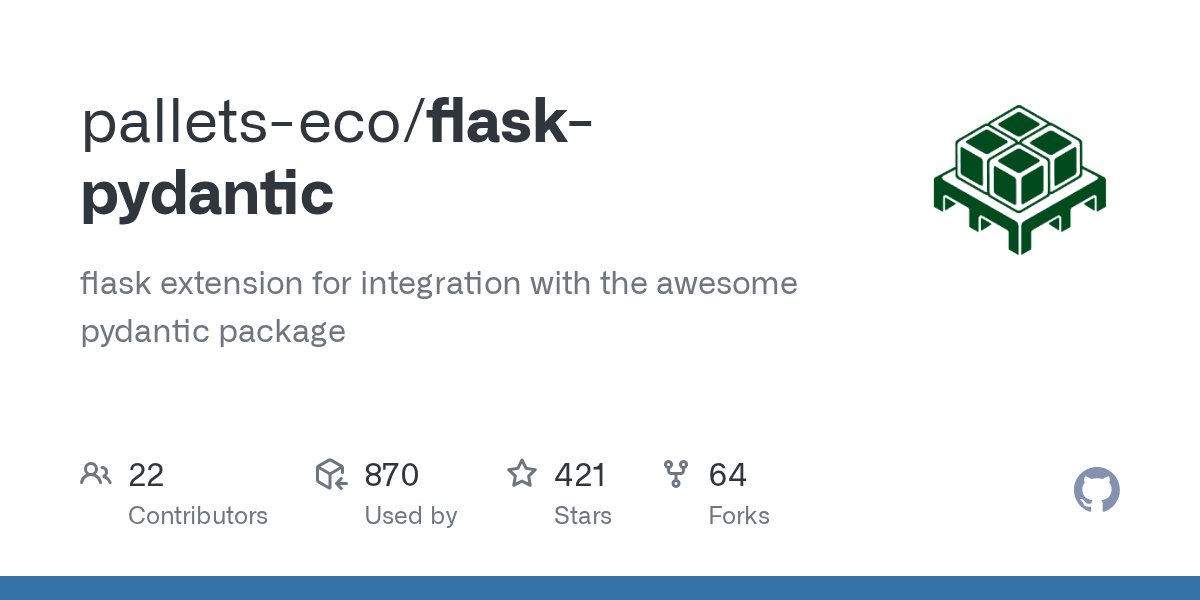 pycoders's tweet card. flask extension for integration with the awesome pydantic package - pallets-eco/flask-pydantic