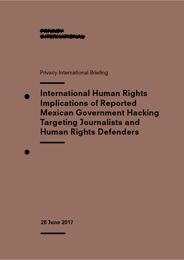 RonDeibert's tweet card. On 28 June 2017, Privacy International and R3D sent a letter and briefing to the Mexican government following reports indicating that…