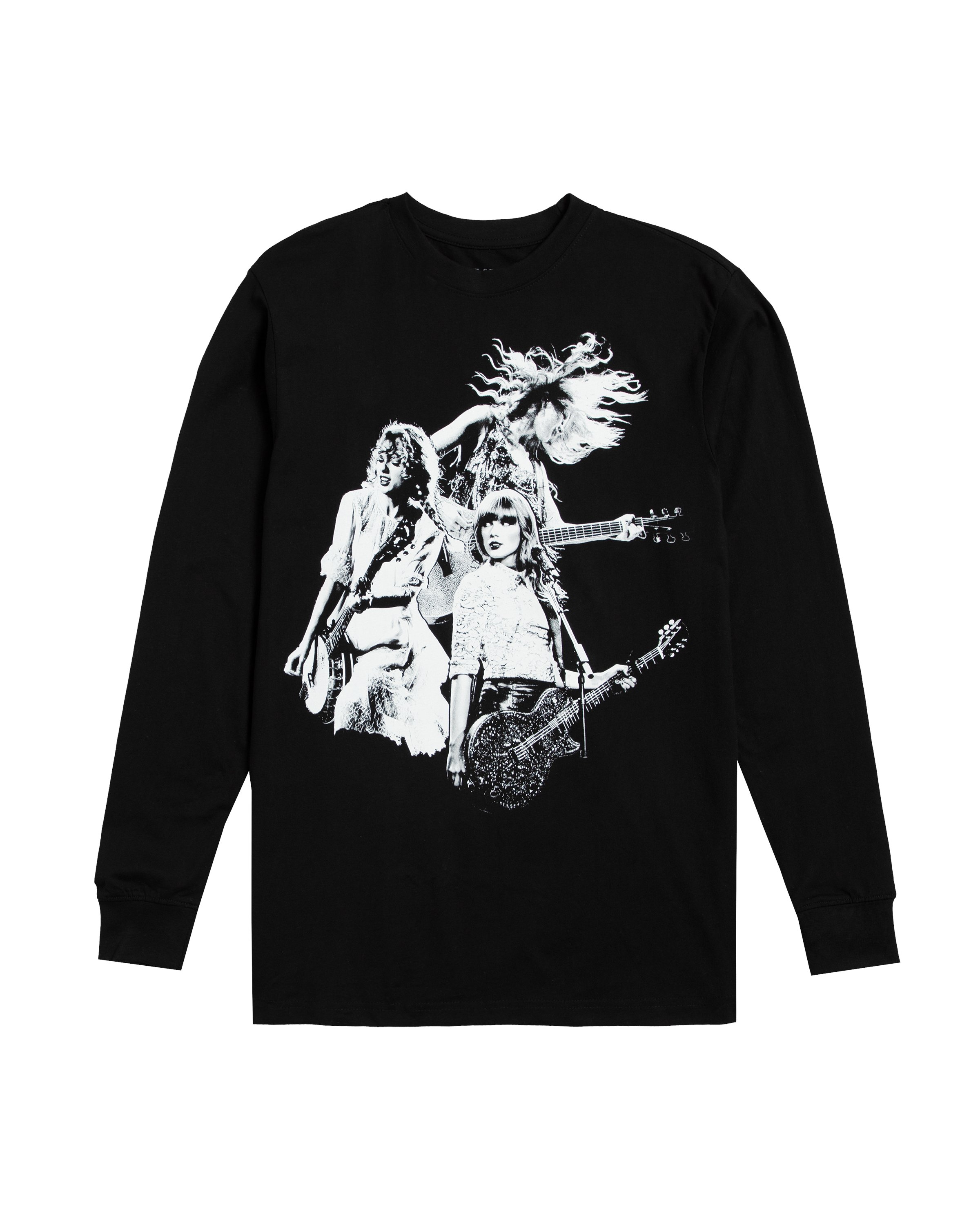 swiftpitch_py's tweet card. Black long sleeve t-shirt with photos of Taylor Swift on front and "Taylor Swift | The Eras Tour", tour locations, and "2023" printed on back. Regular fit.100% cottonLimit 10 per order. Taylor Swift®...