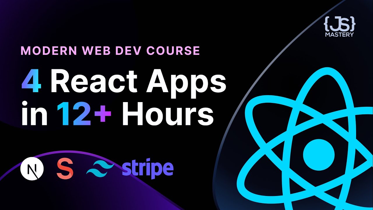webdeveloperjs's tweet card. Modern React Web Development Full Course - 12 Hours | 4 Real Industry...