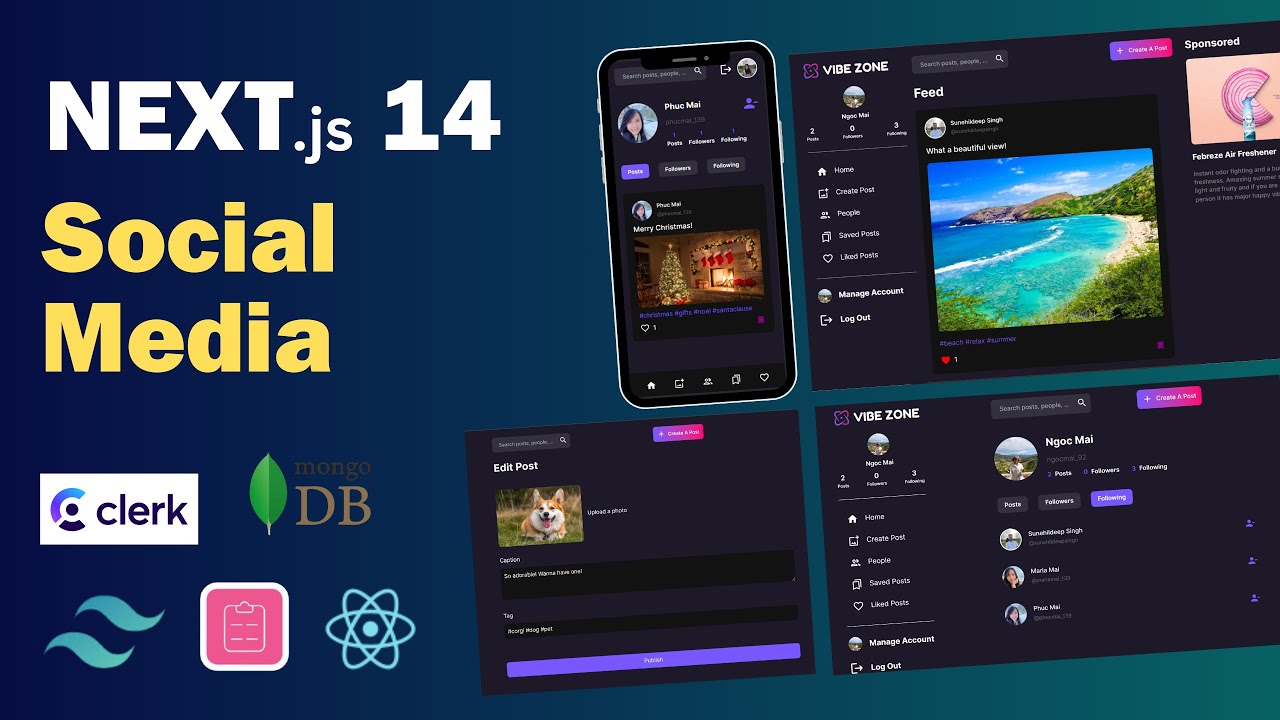 webdeveloperjs's tweet card. Build a Full Stack NEXT.js 14 Social Media App | Clerk, MongoDB,...