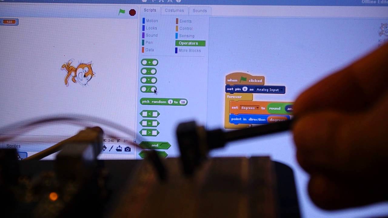 tolbier's tweet card. Testing Arduino 4 Scratch 2.0 (A4S)